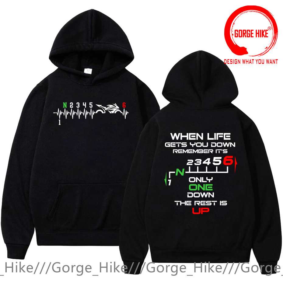 Motorcycle Gear Hoodie - 1N23456 Motosiklet Vites Değiştirme Bir Yukarı