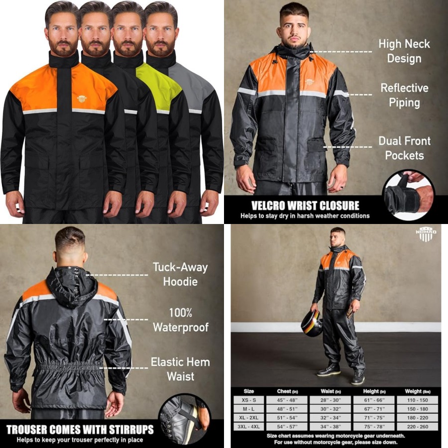 Motorcycle Gear Hoodie - Su Geçirmez Motosiklet Yağmurluk Takımı, 2
